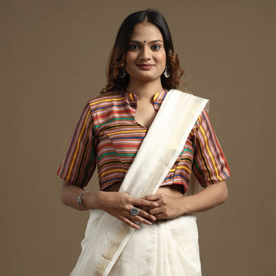 Buy Mashru Weave Pure Handloom Silk Stitched Blouse Online at iTokri.com