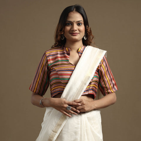 Buy Mashru Weave Pure Handloom Silk Stitched Blouse Online at iTokri.com