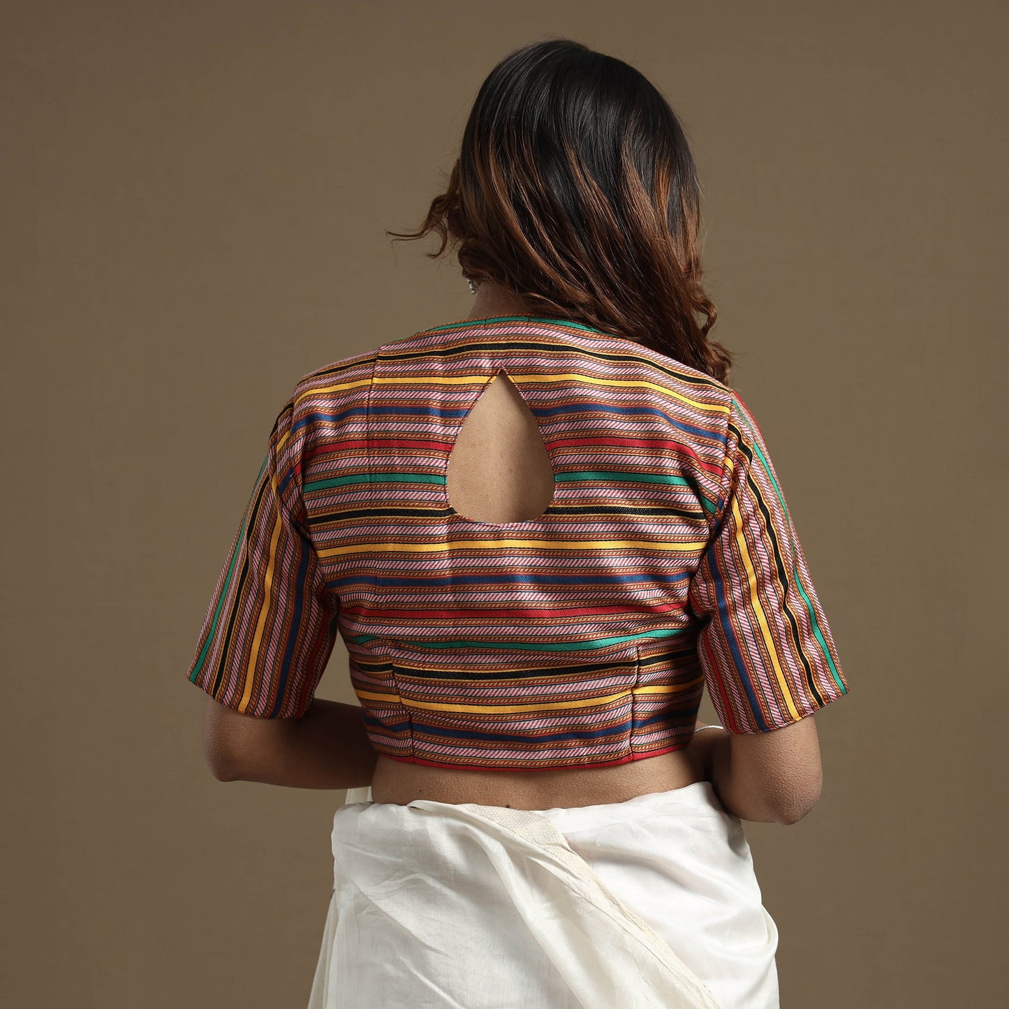 Buy Mashru Weave Pure Handloom Silk Stitched Blouse Online at iTokri.com