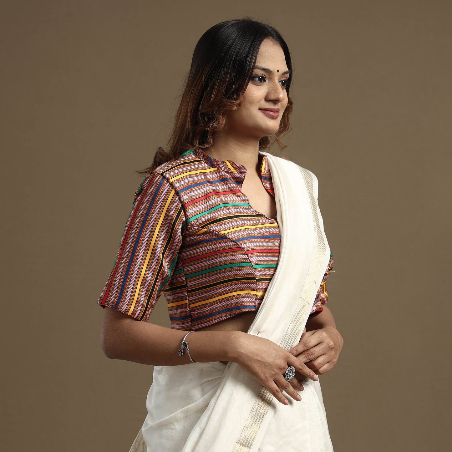 Buy Mashru Weave Pure Handloom Silk Stitched Blouse Online at iTokri.com