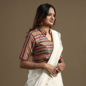 Buy Mashru Weave Pure Handloom Silk Stitched Blouse Online at iTokri.com