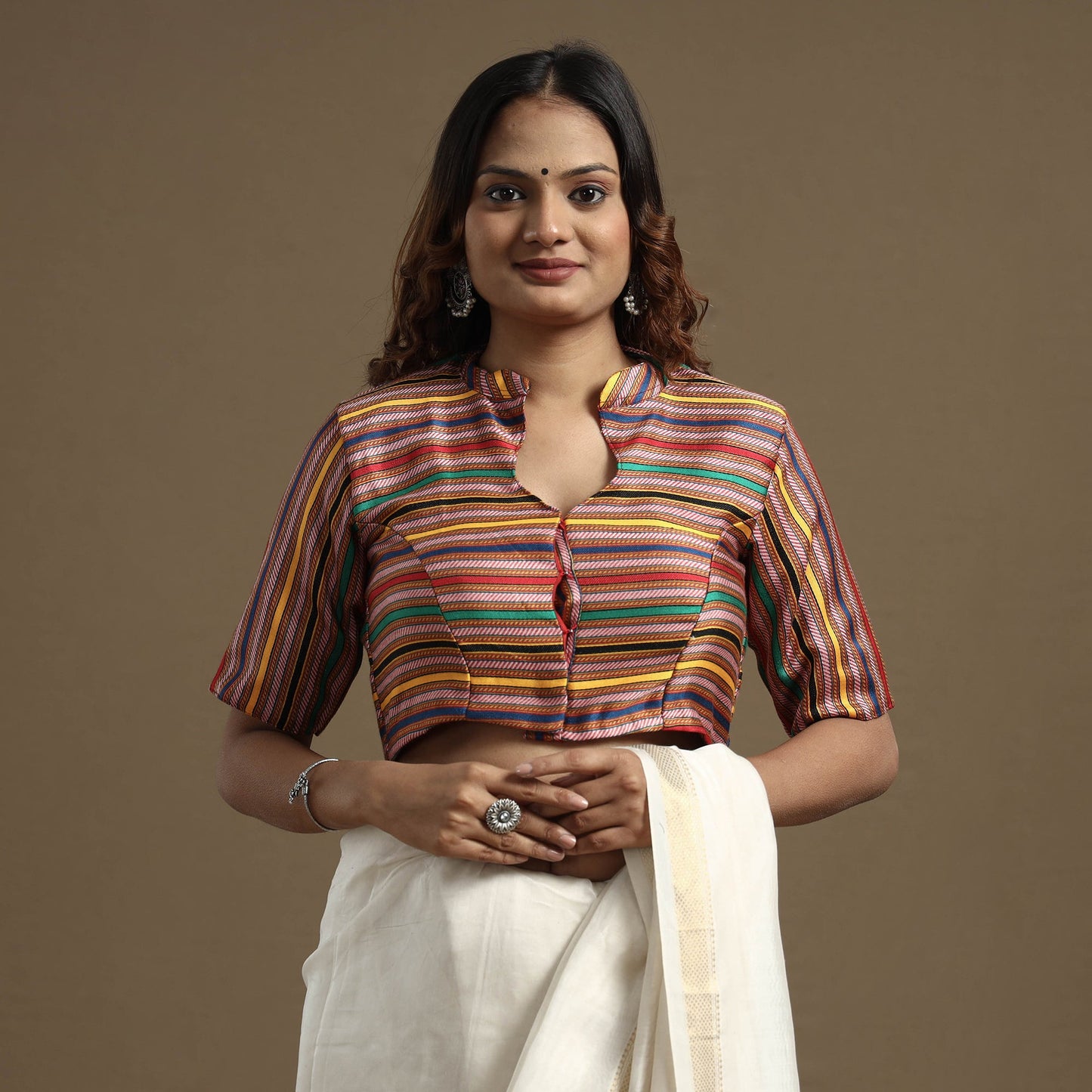 Buy Mashru Weave Pure Handloom Silk Stitched Blouse Online at iTokri.com