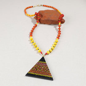  Miniature Handpainted Wooden Necklace With Beads 