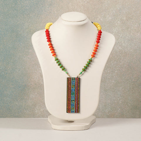  Miniature Hand-painted Wooden Necklace With Beads 