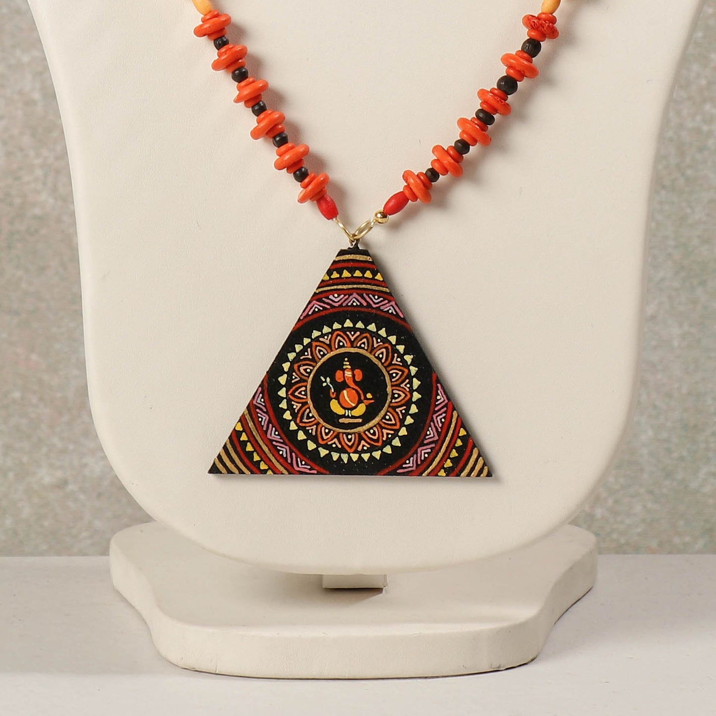  Miniature Hand-painted Wooden Necklace With Beads 