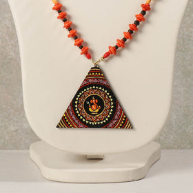  Miniature Hand-painted Wooden Necklace With Beads 