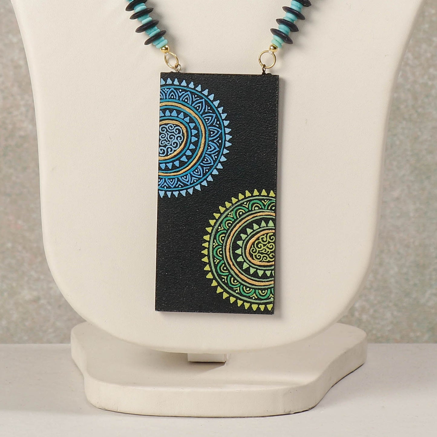  Miniature Hand-painted Wooden Necklace With Beads 