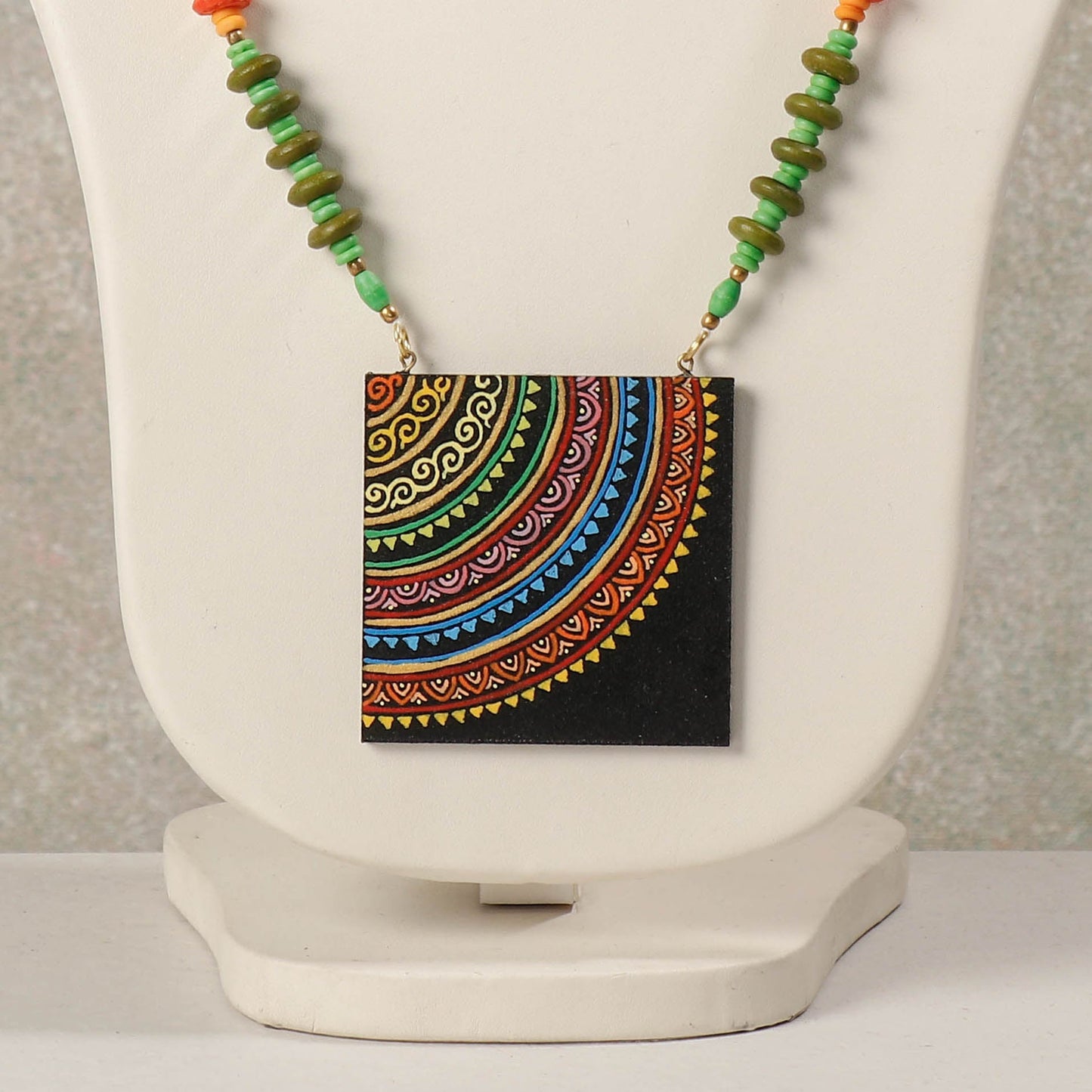 Miniature Handpainted Wooden Necklace With Beads