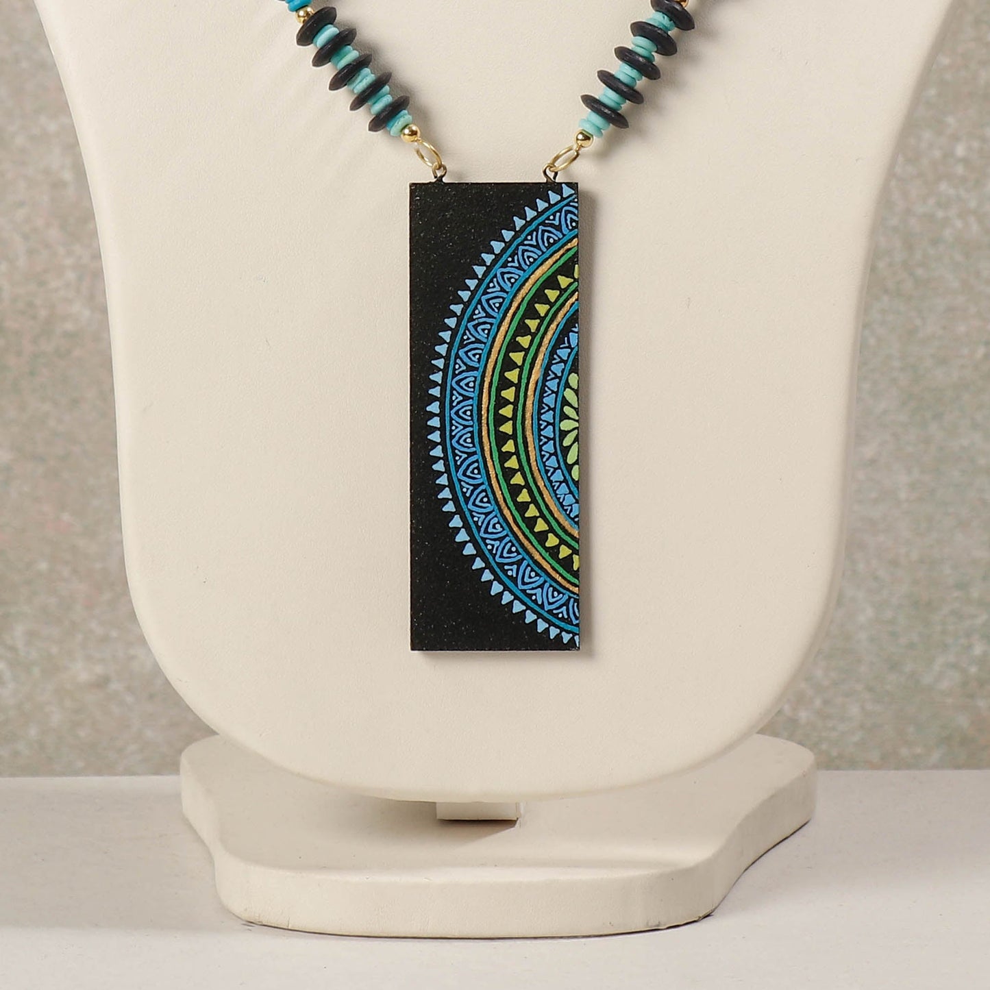Miniature Handpainted Wooden Necklace With Beads