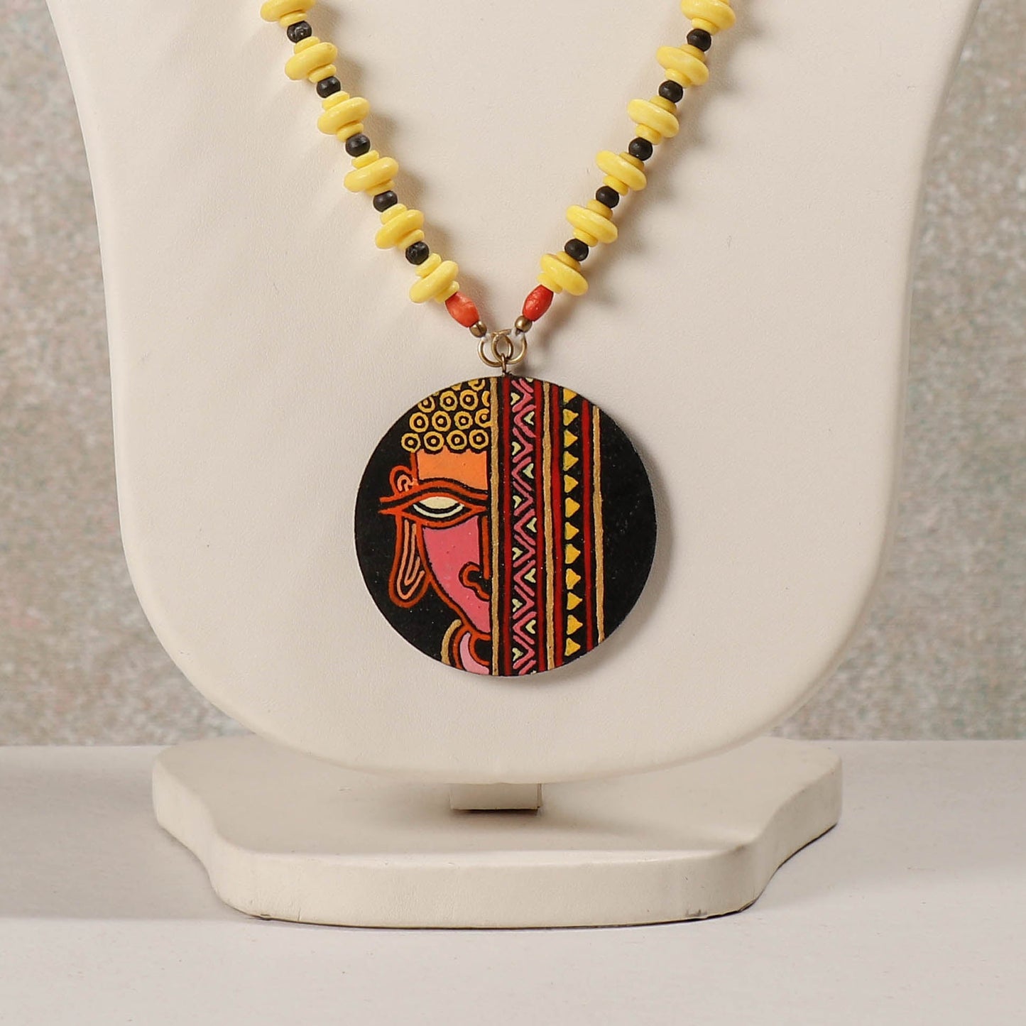 Miniature Handpainted Wooden Necklace With Beads