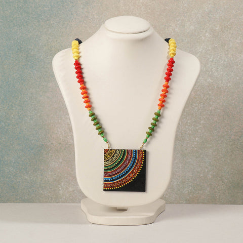 Miniature Handpainted Wooden Necklace With Beads