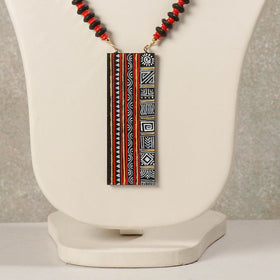 Miniature Hand-painted Wooden Red Necklace With Beads