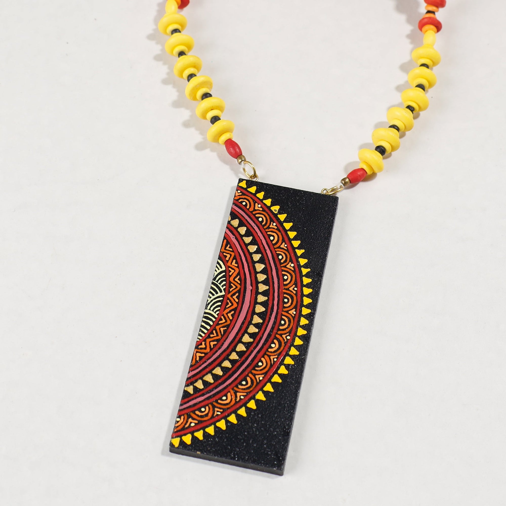  Miniature Handpainted Wooden Necklace With Beads 