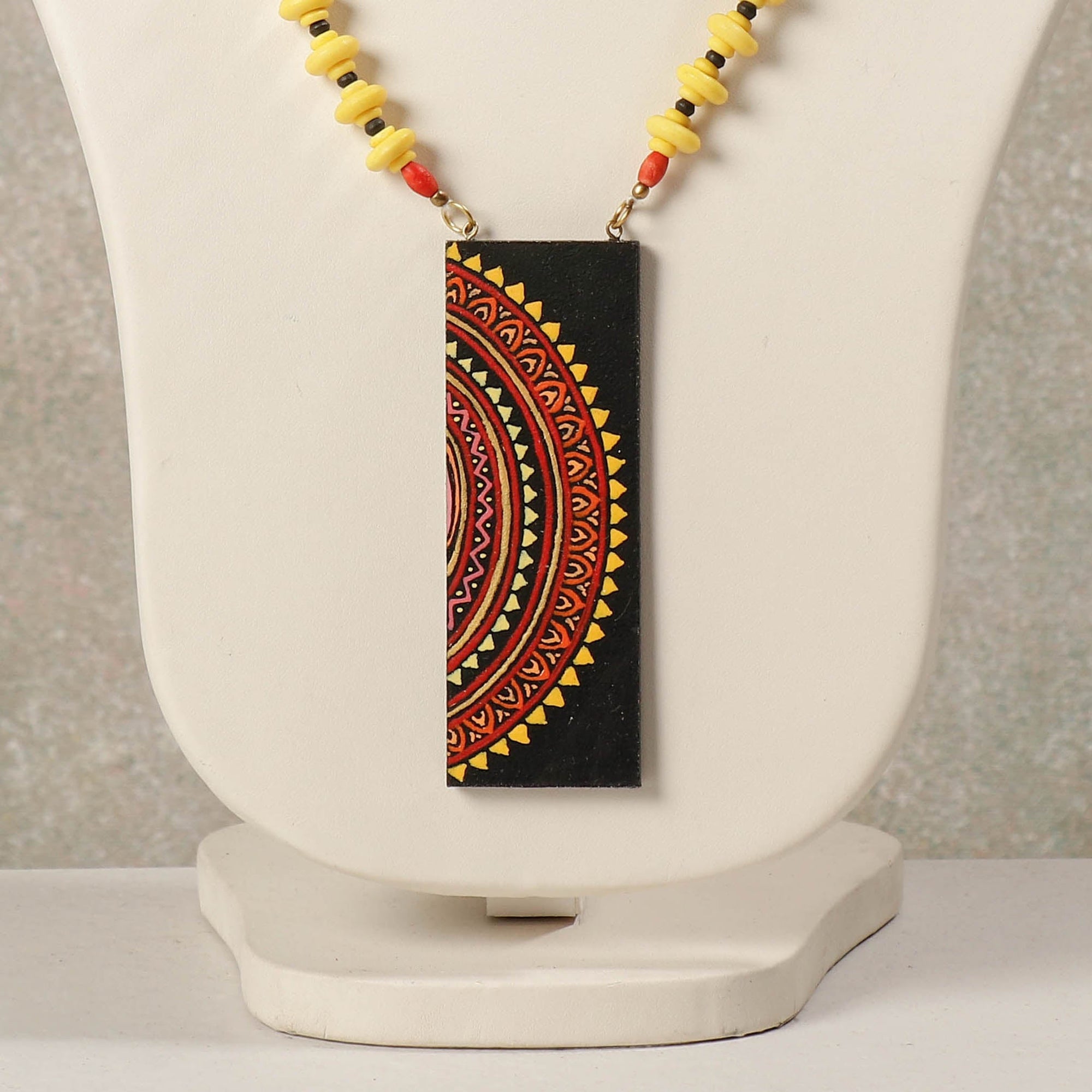  Miniature Hand-painted Wooden Necklace With Beads 