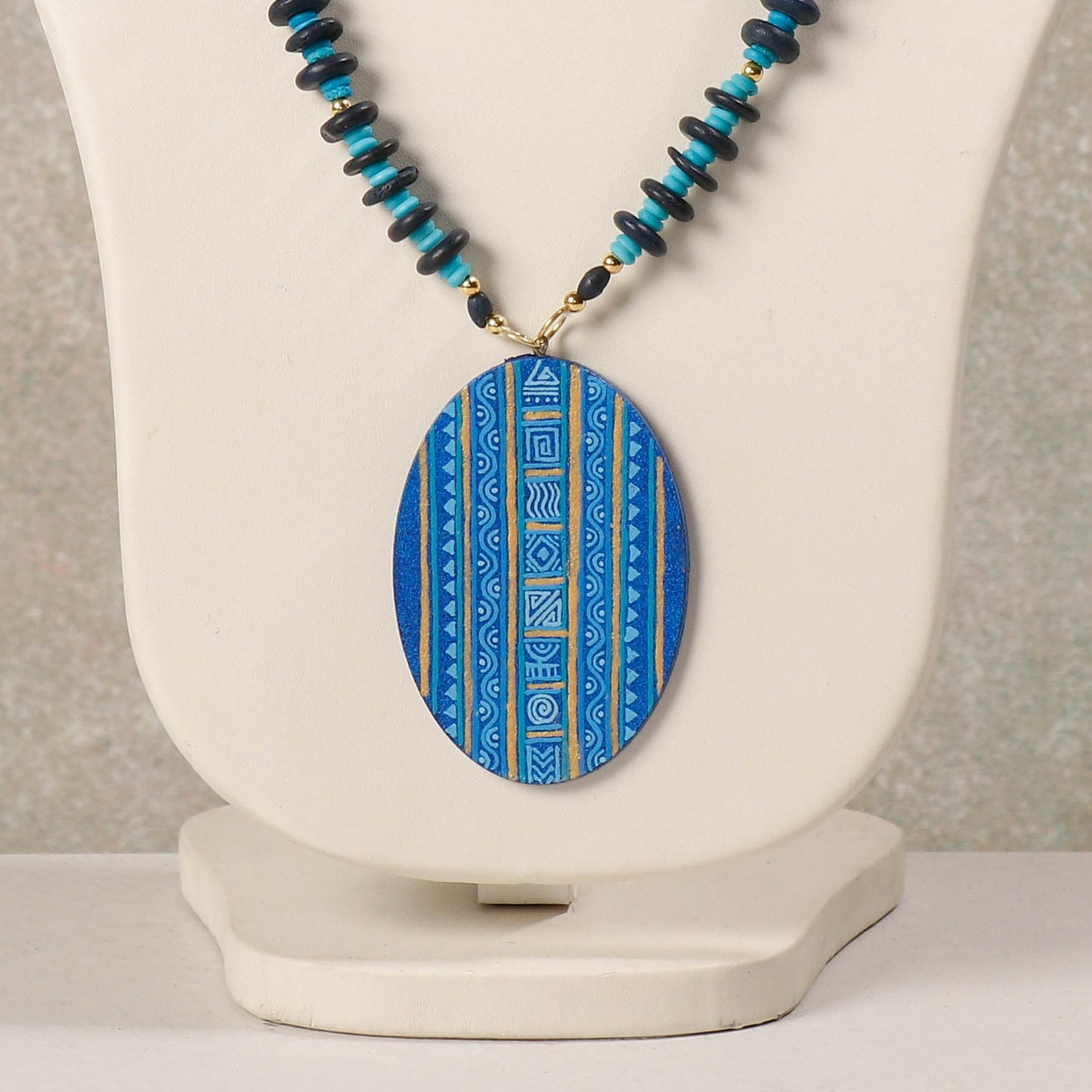  Miniature Hand-painted Wooden Necklace With Beads 