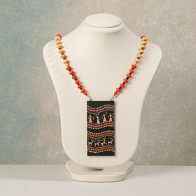  Miniature Hand-painted Wooden Necklace With Beads 