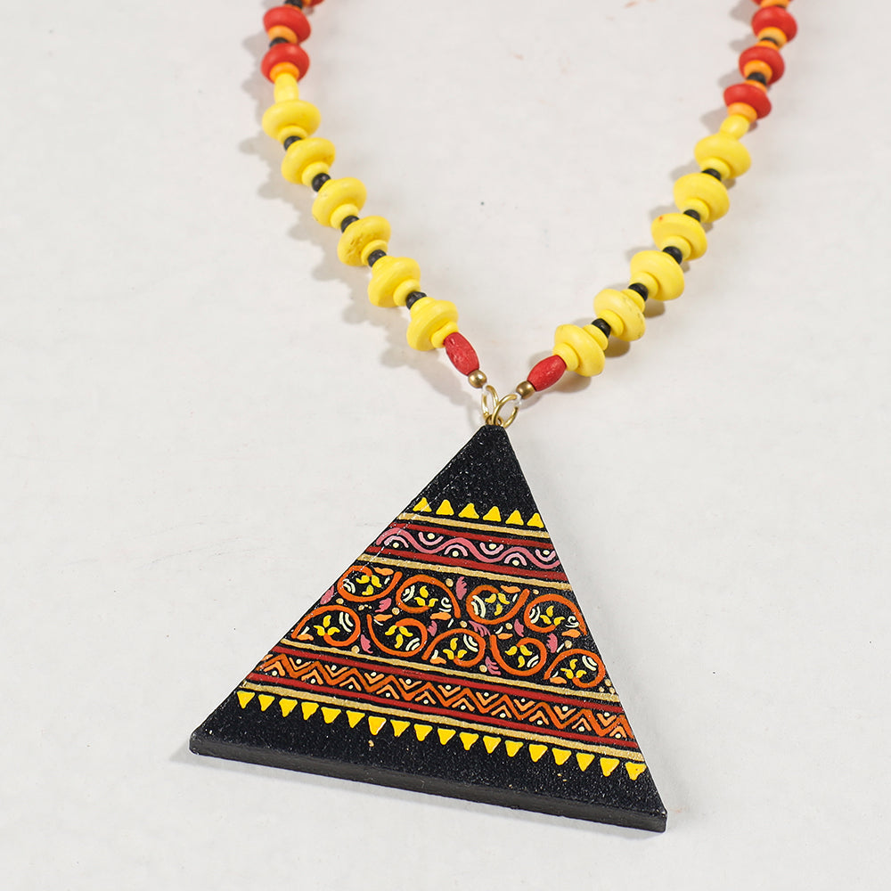  Miniature Handpainted Wooden Necklace With Beads 