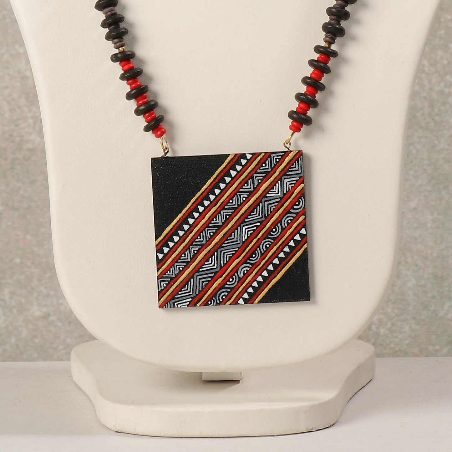Miniature Handpainted Wooden Necklace With Beads