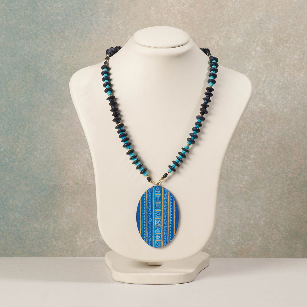  Miniature Hand-painted Wooden Necklace With Beads 