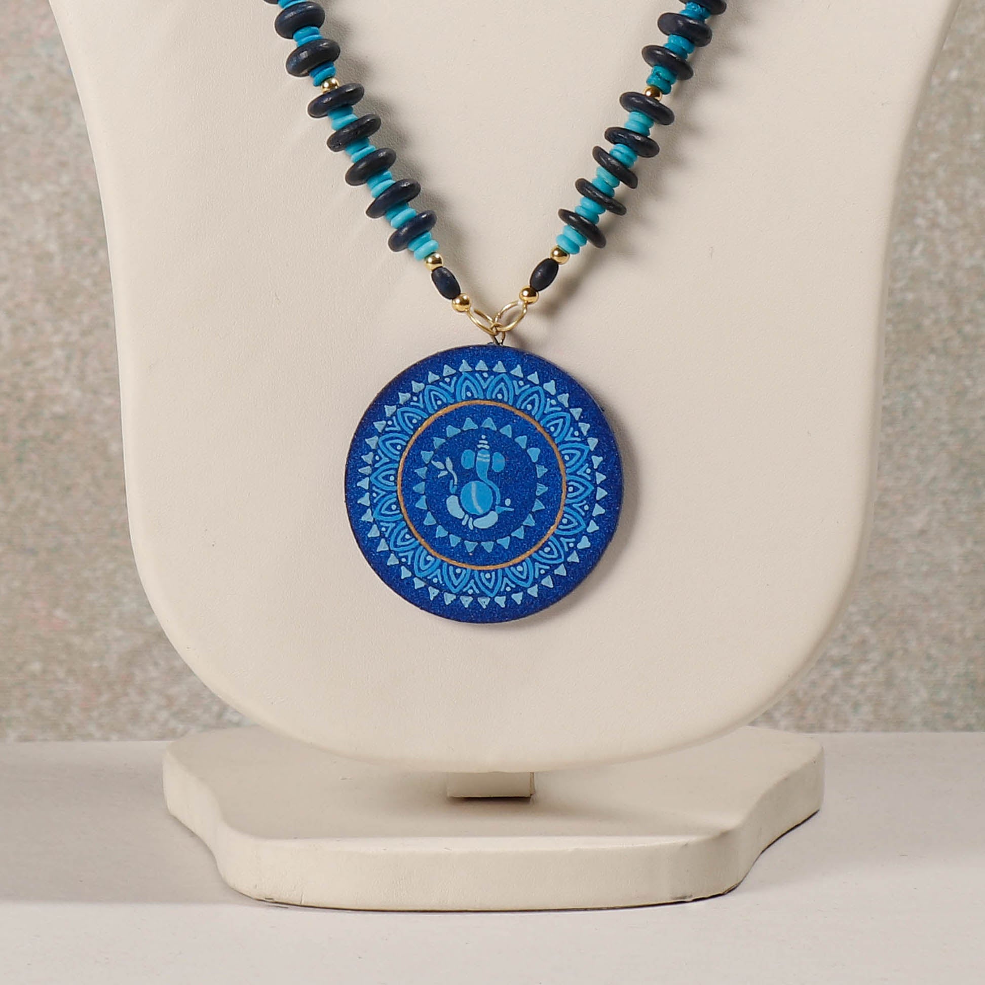  Miniature Hand-painted Wooden Necklace With Beads 