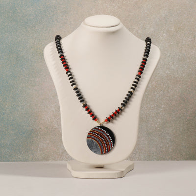  Miniature Hand-painted Wooden Necklace With Beads 