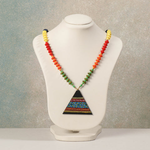  Miniature Hand-painted Wooden Necklace With Beads 