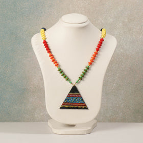  Miniature Hand-painted Wooden Necklace With Beads 