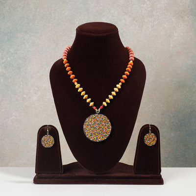 Buy Miniature Hand-painted Wooden Necklace With Beads Online at iTokri.com