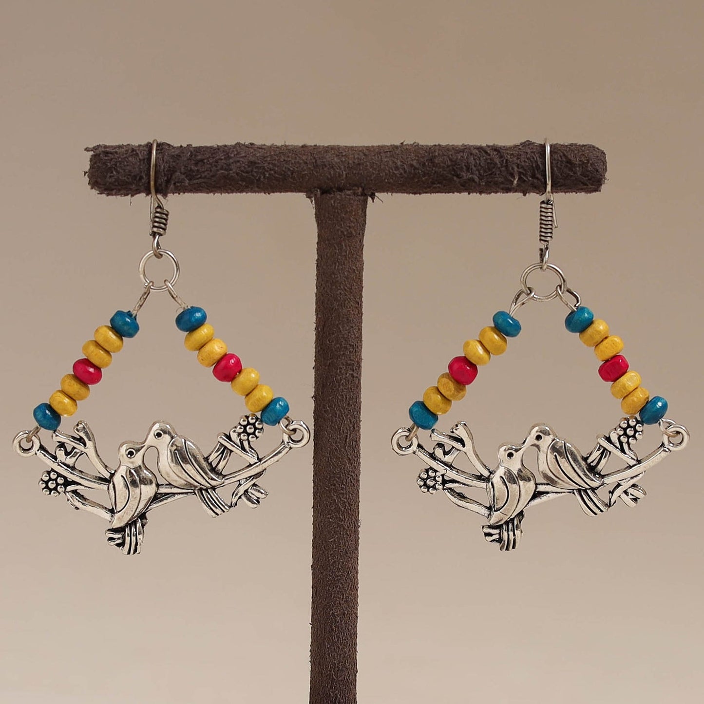 Multicolor - mishti wooden beads earrings with german