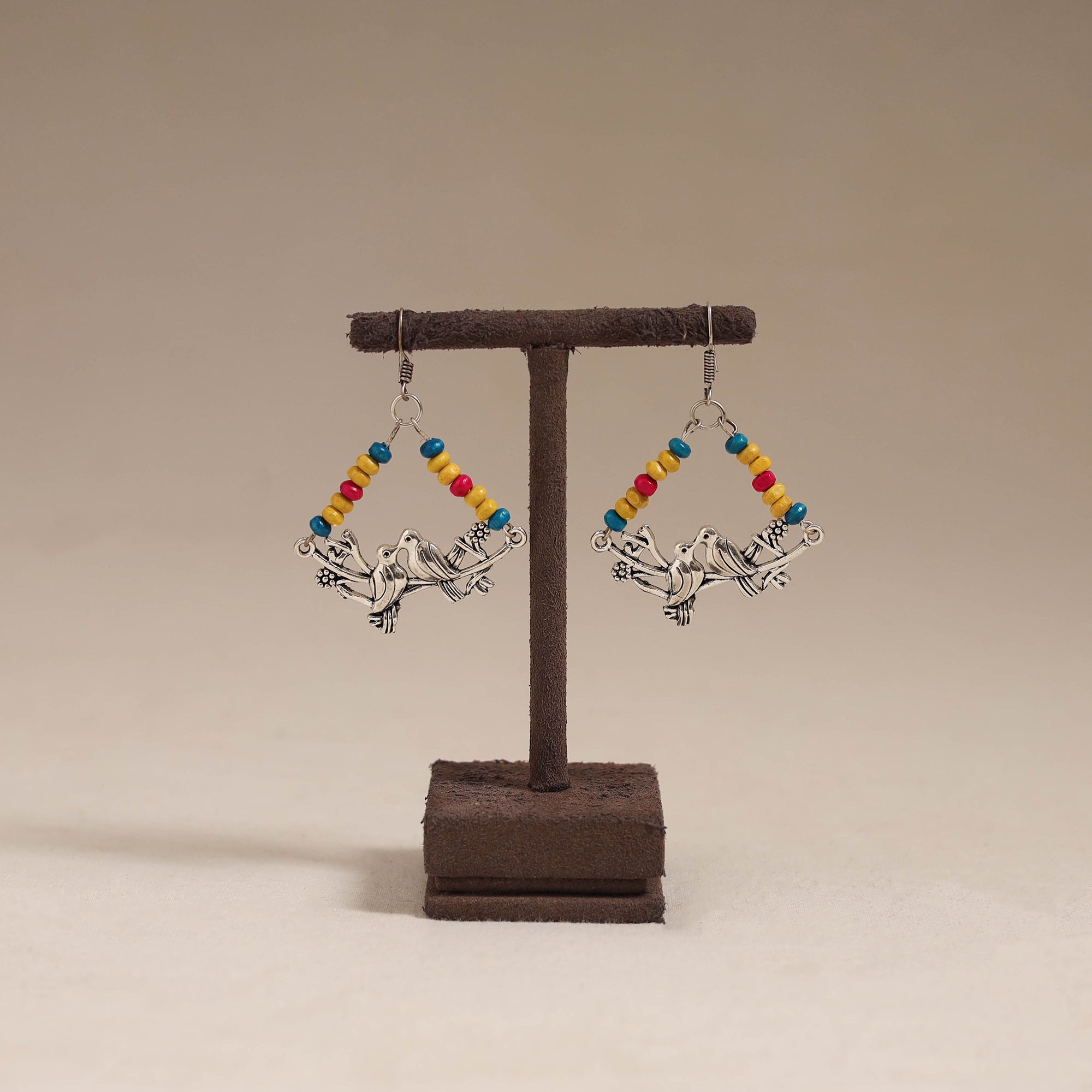 Multicolor - mishti wooden beads earrings with german