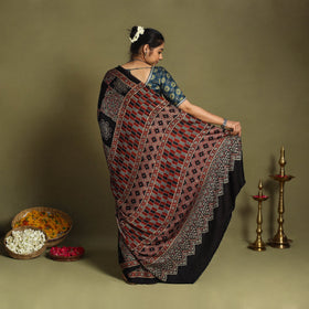  Multicolor Modal Silk Block Print Ajrakh Saree