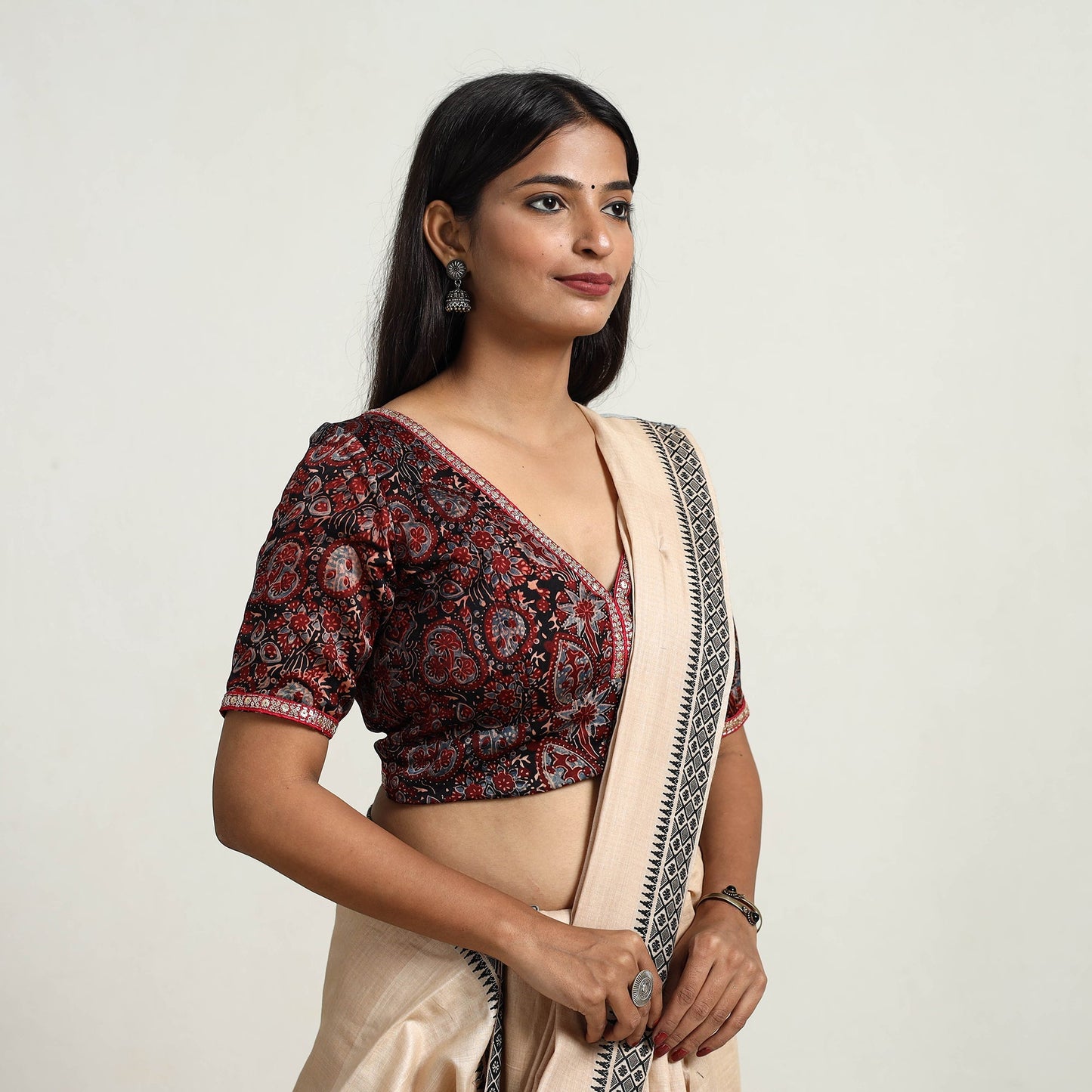 Multicolor - modal silk stitched blouse 06 - handcrafted