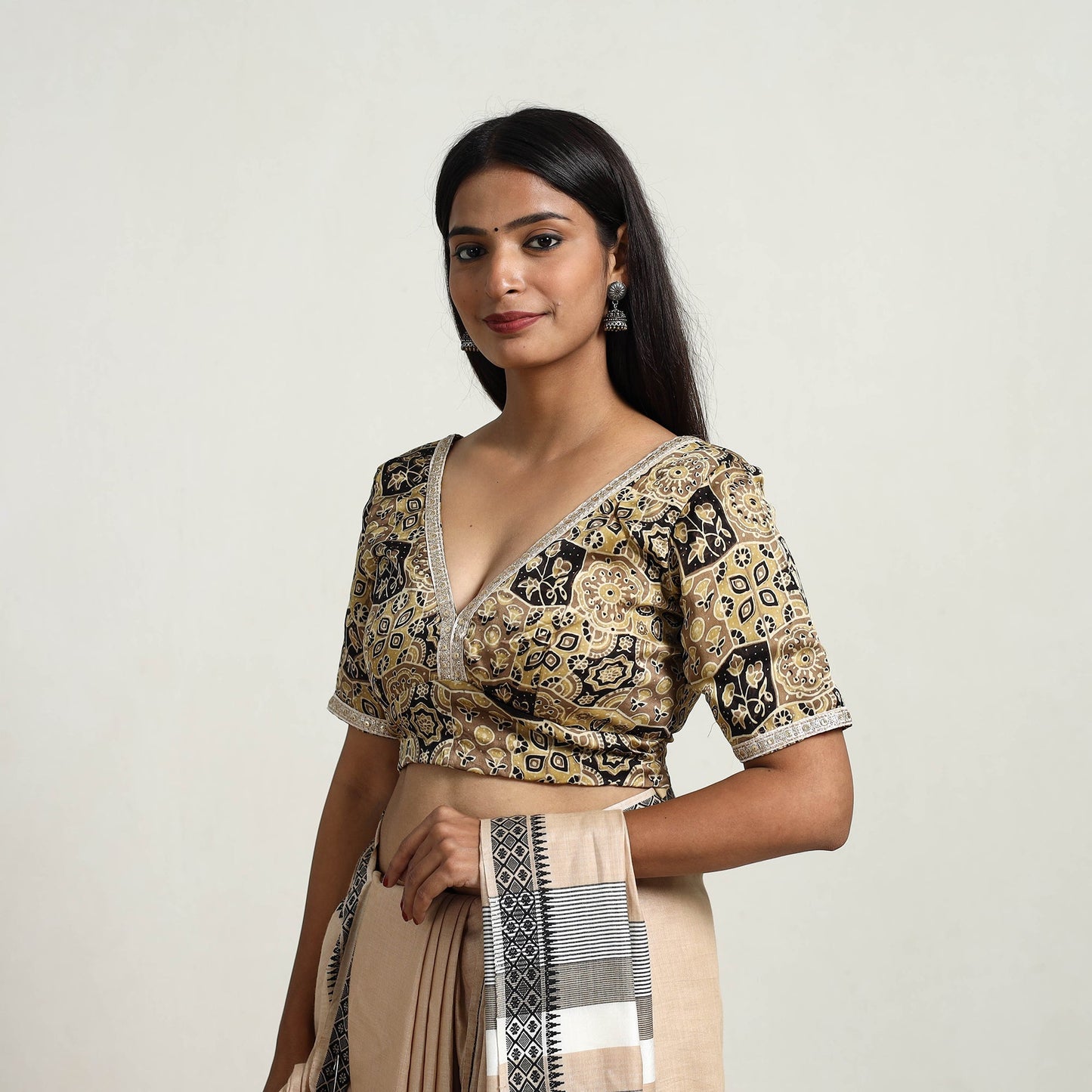 Multicolor - modal silk stitched blouse 11 - handcrafted
