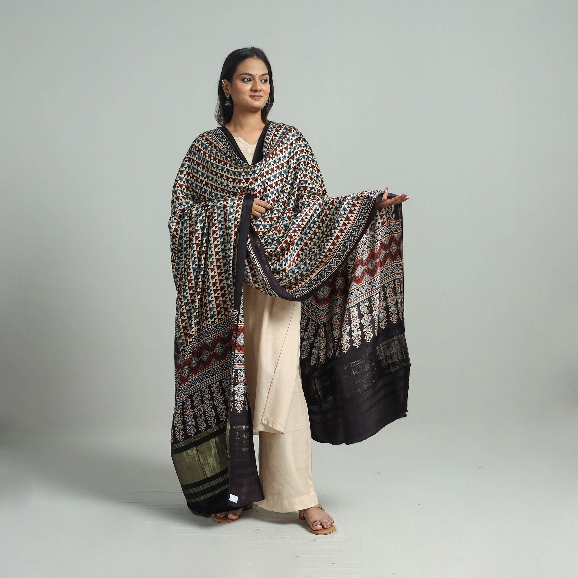 Multicolor - modal silk dupatta 73 - handcrafted