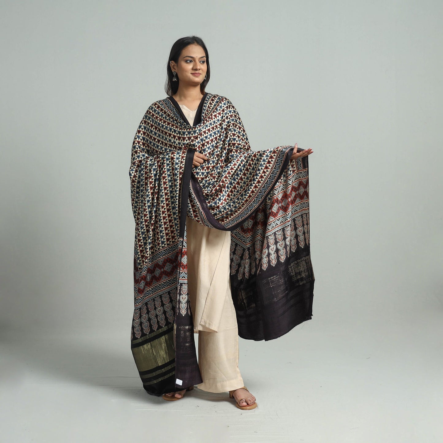 Multicolor - modal silk dupatta 73 - handcrafted