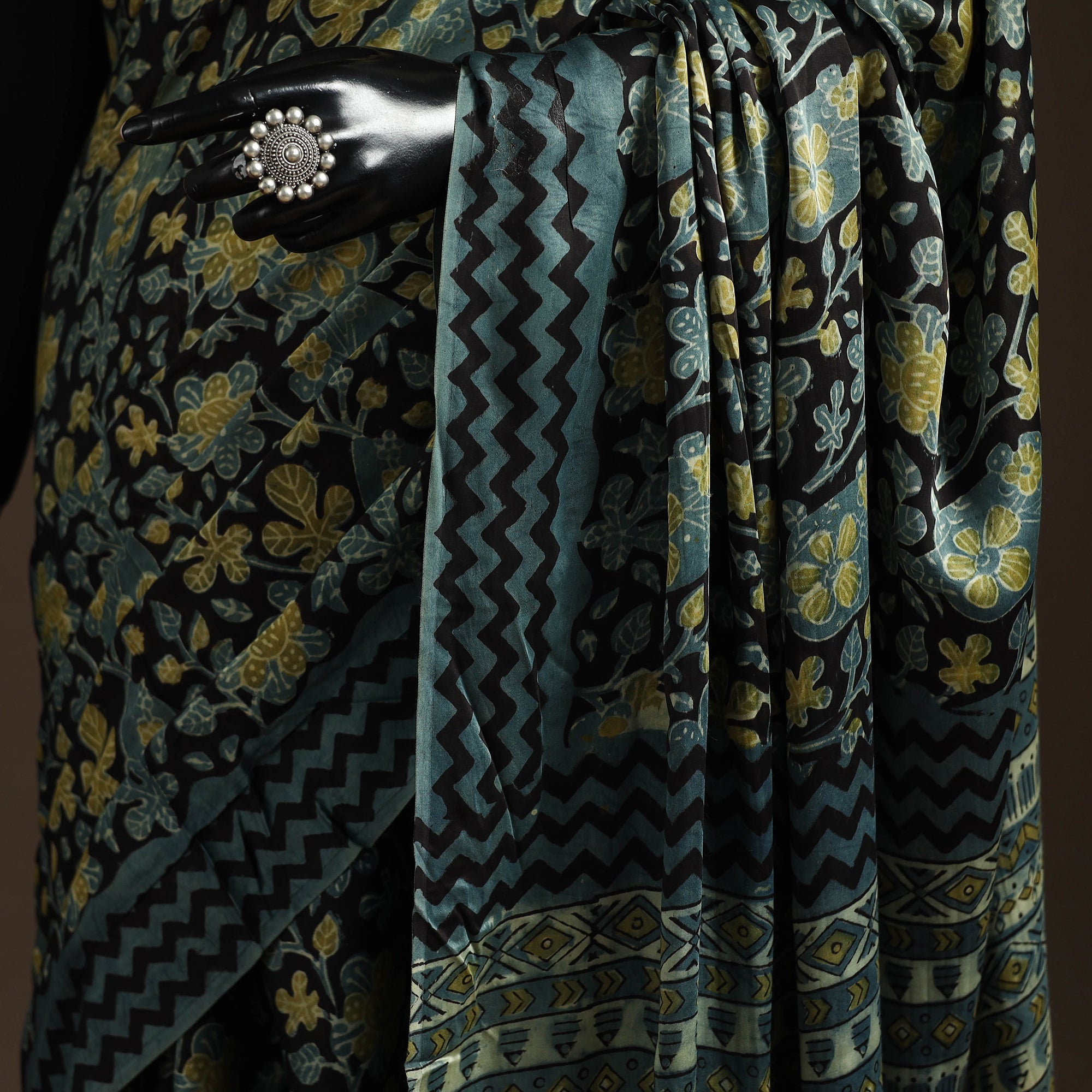 Modal silk hand bagru saree 18 - handcrafted