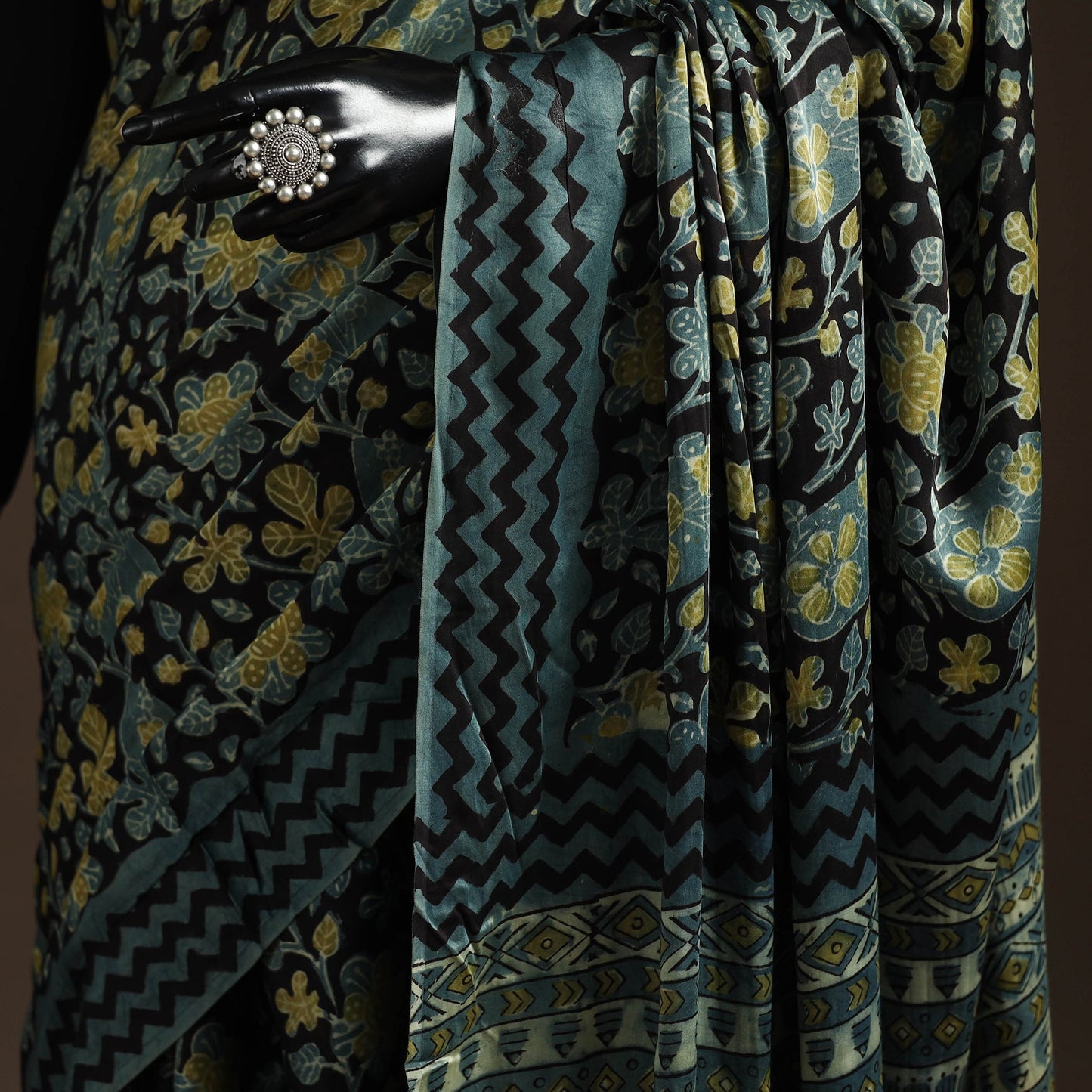 Modal silk hand bagru saree 18 - handcrafted