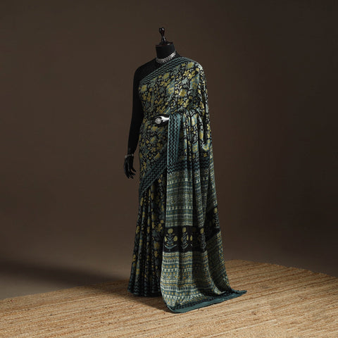 Modal silk hand bagru saree 18 - handcrafted