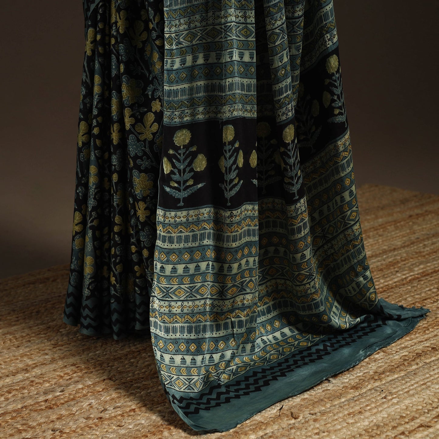 Modal silk hand bagru saree 18 - handcrafted