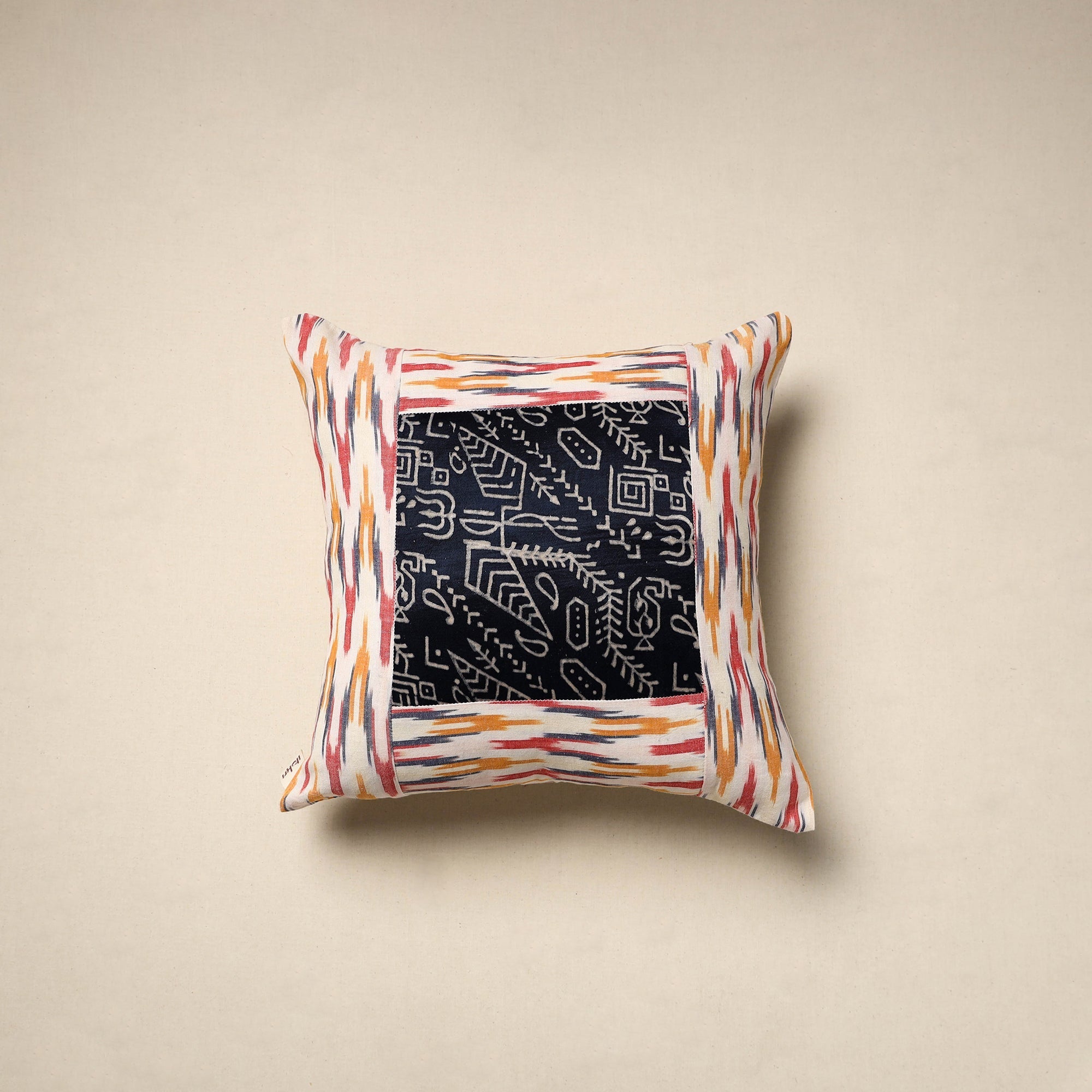 Modal silk patch pochampally ikat cushion cover 17
