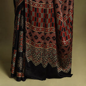  Multicolor Modal Silk Block Print Ajrakh Saree