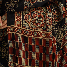  Multicolor Modal Silk Block Print Ajrakh Saree