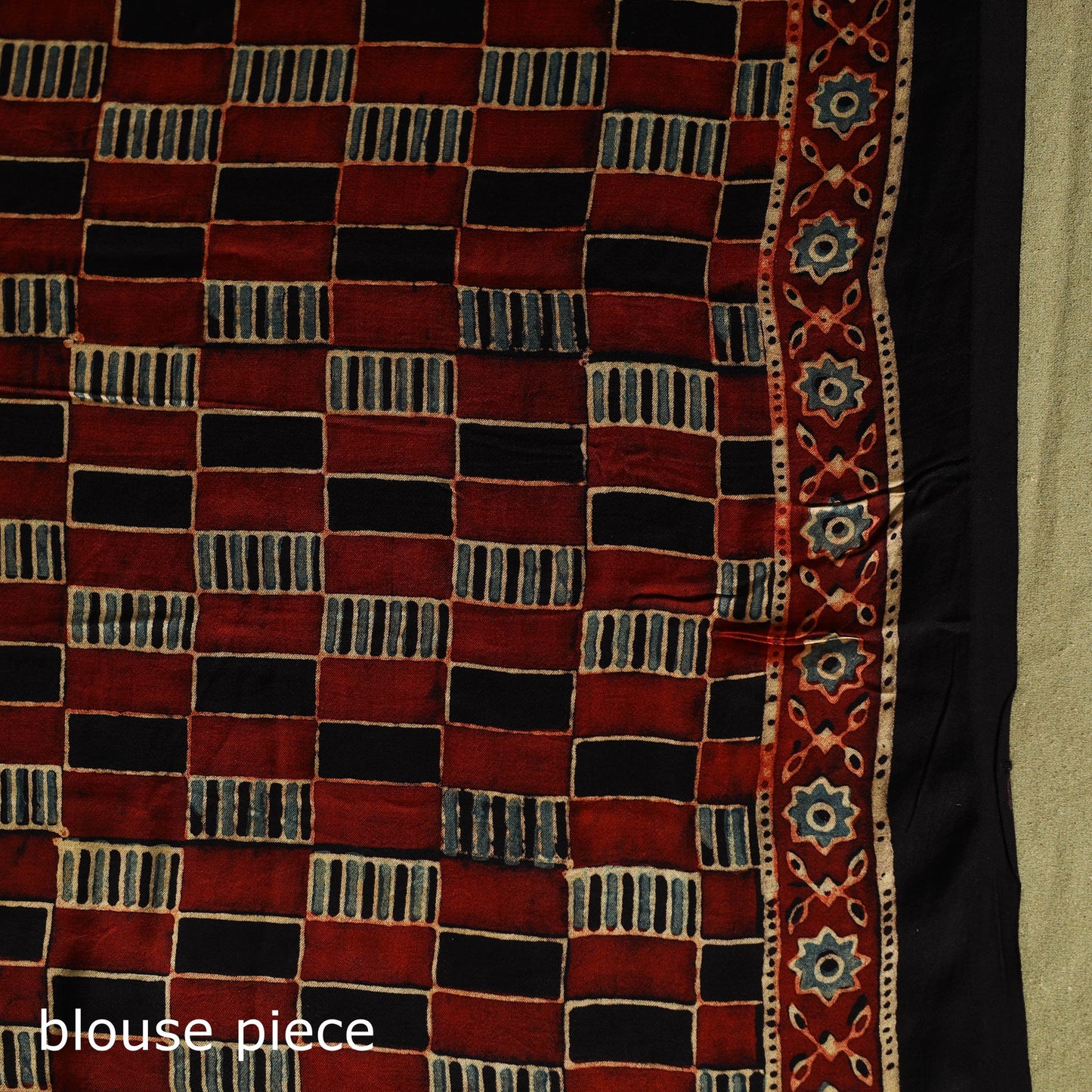  Multicolor Modal Silk Block Print Ajrakh Saree