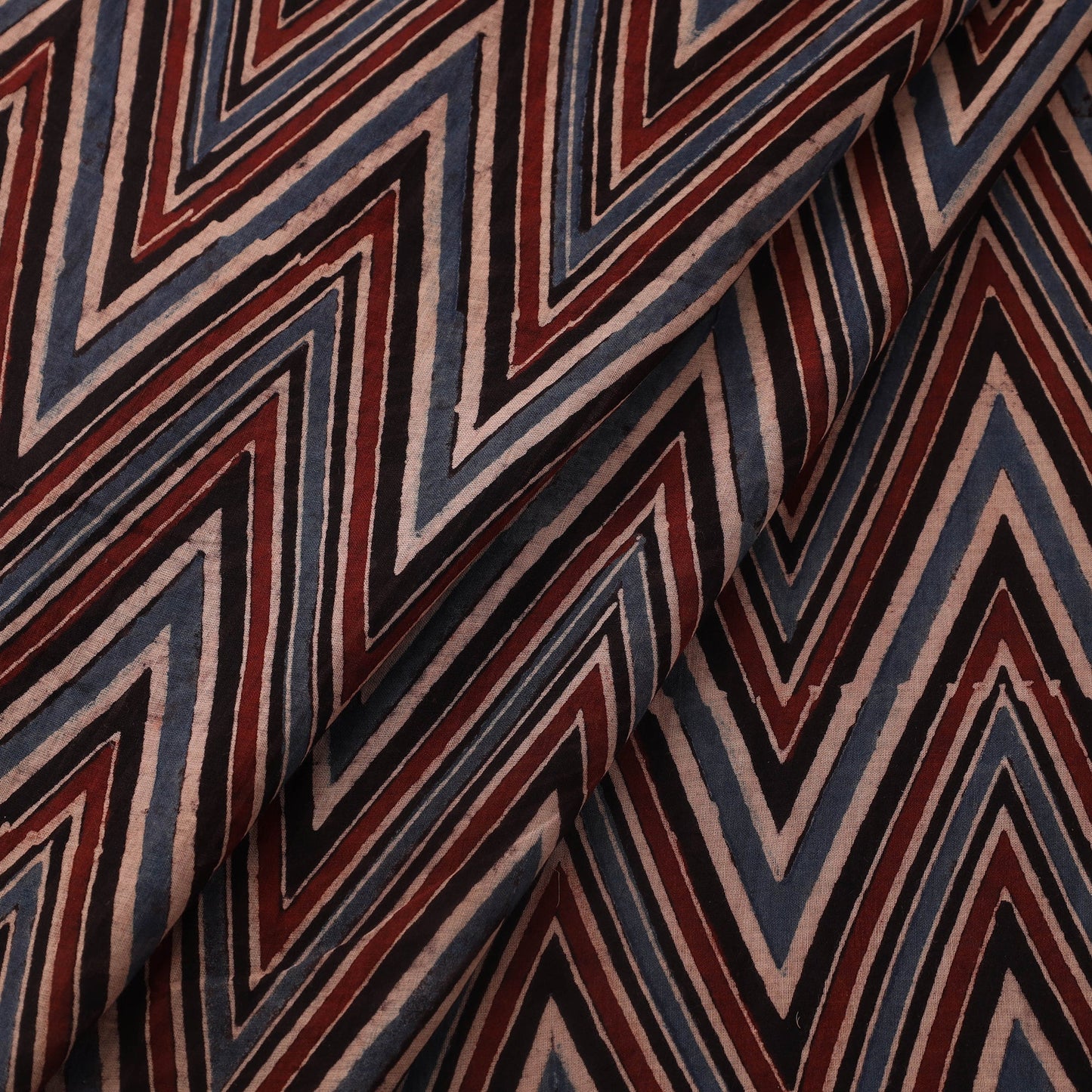 Multicolor Block Print Mul Cotton Natural Dyed Ajrakh Fabric