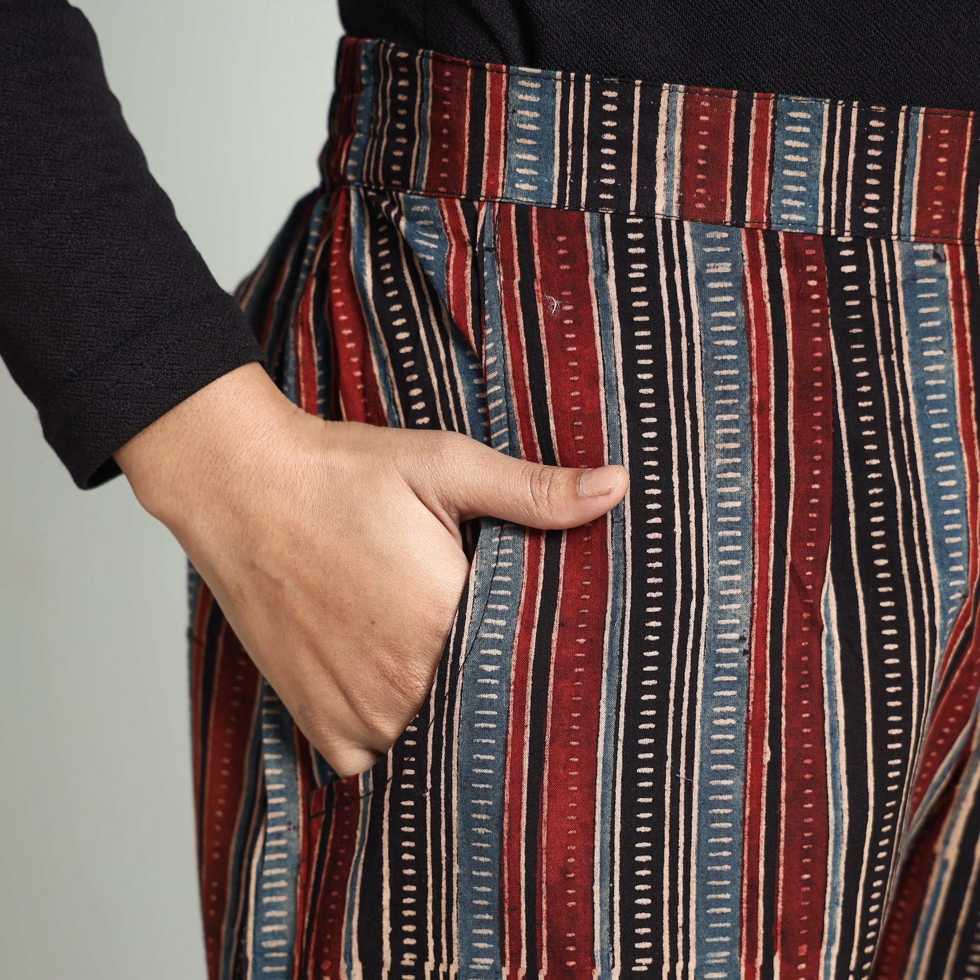 Buy Ajrakh Block Printed Cotton Elasticated Palazzo Online at iTokri.com