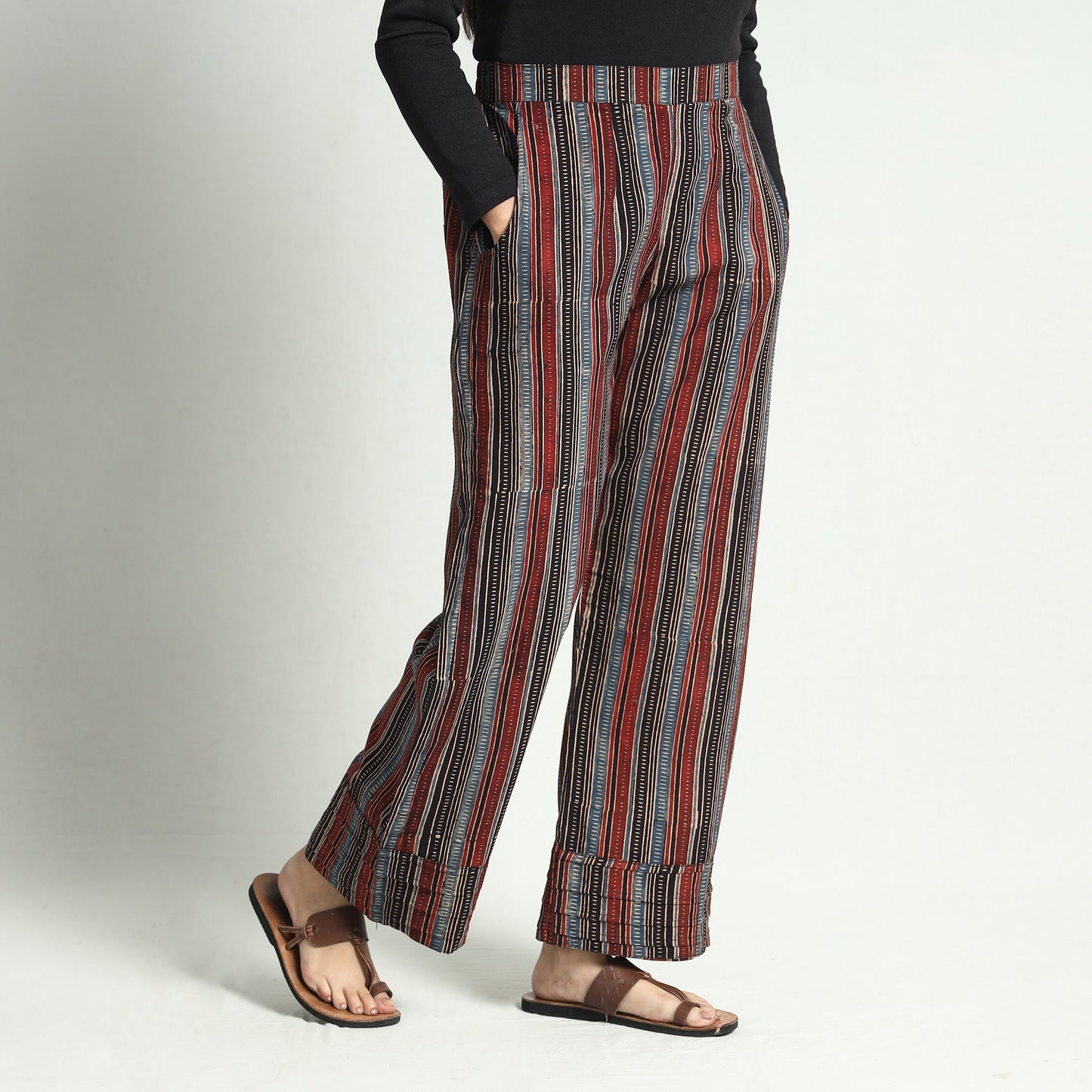 Buy Ajrakh Block Printed Cotton Elasticated Palazzo Online at iTokri.com
