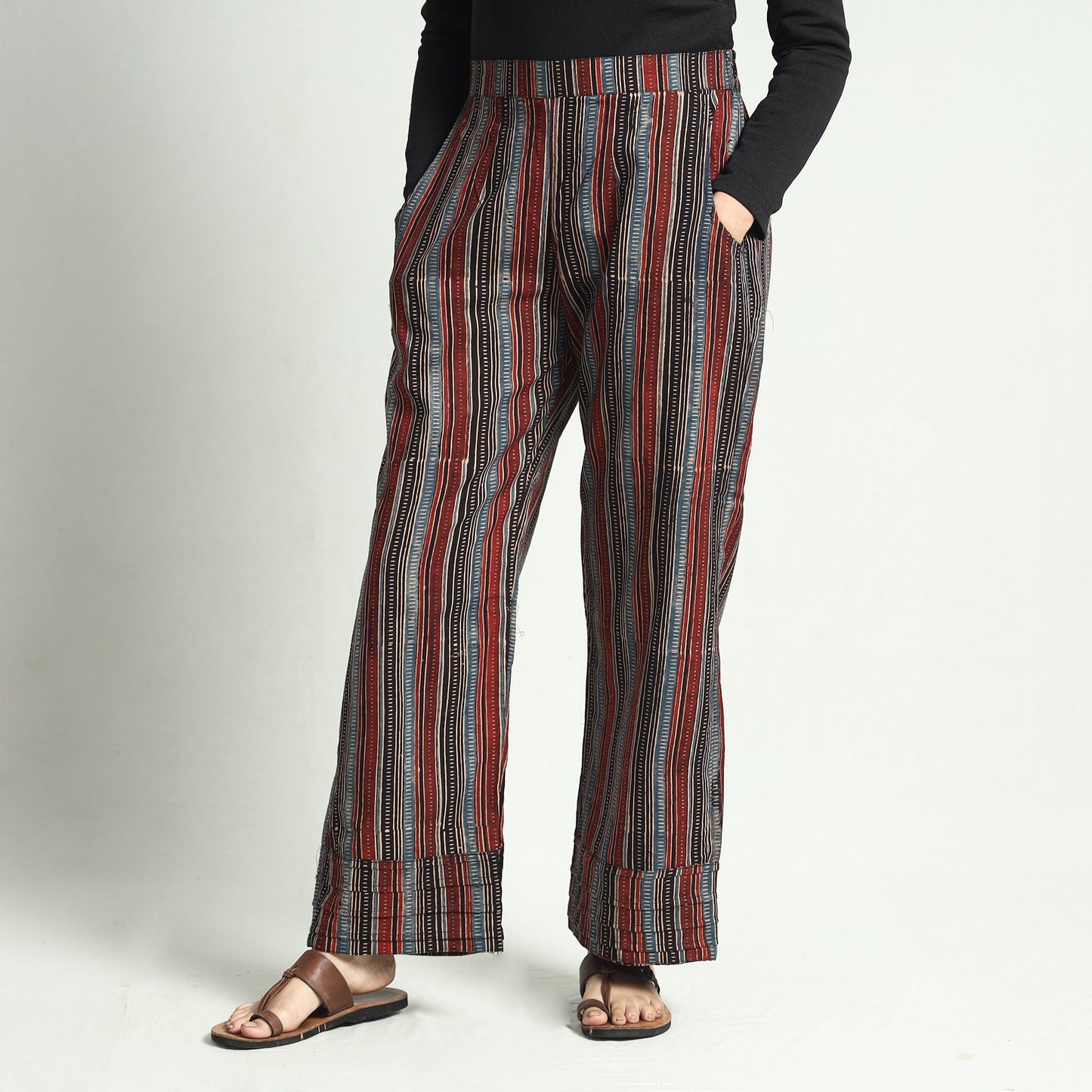 Buy Ajrakh Block Printed Cotton Elasticated Palazzo Online at iTokri.com
