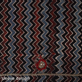 Multicolour Ajrakh Print Hand Embroidery Cotton Blouse Piece