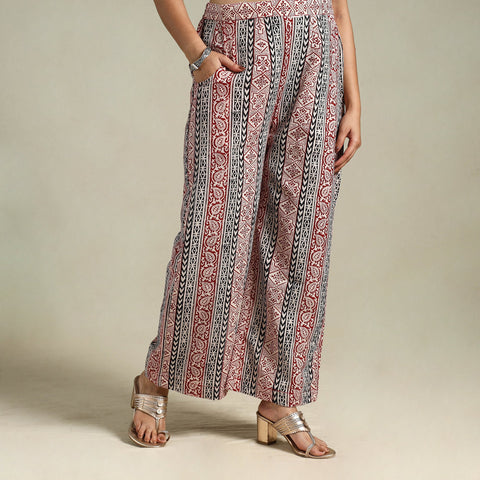 Maroon Bagh Block Print Natural Dyed Cotton Palazzo