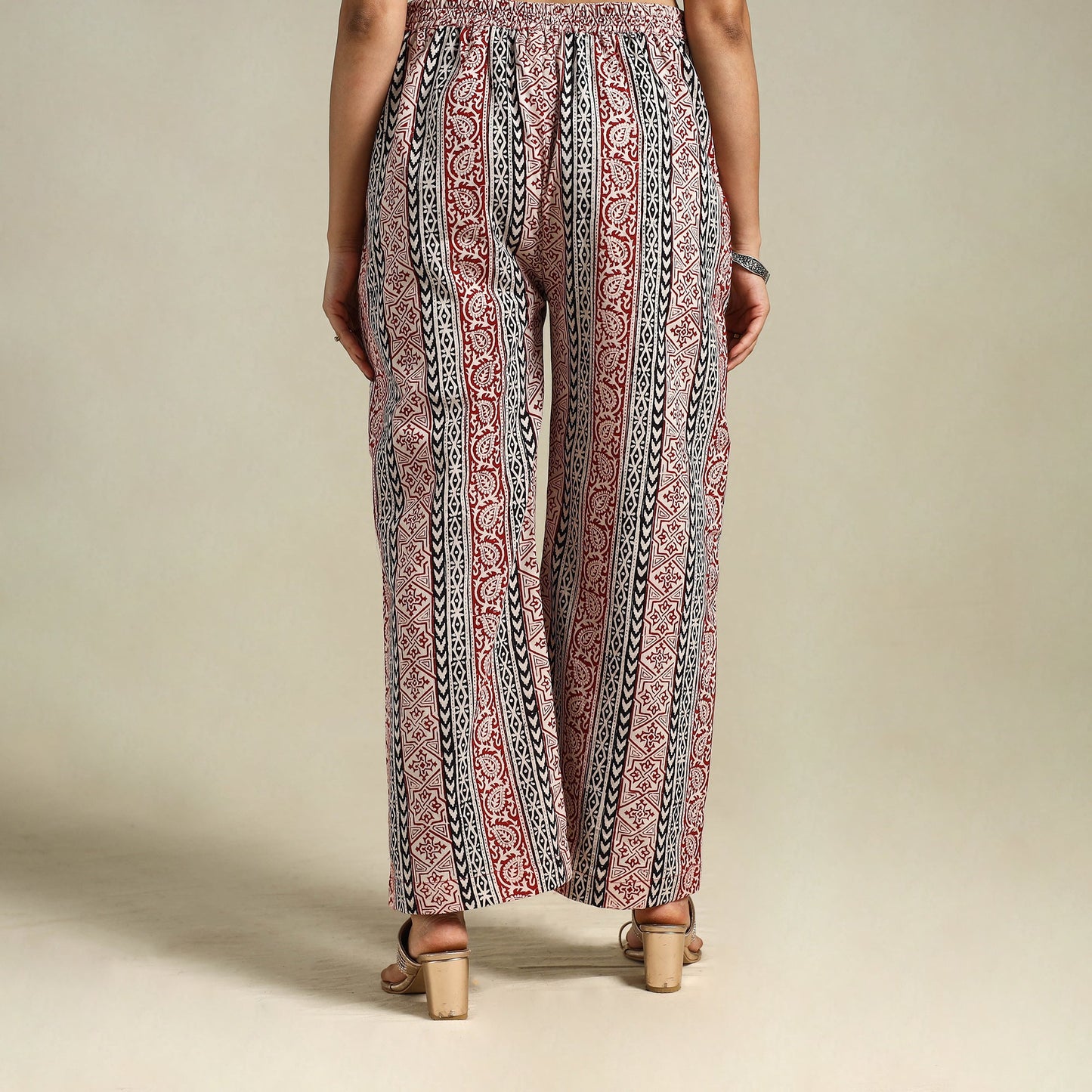 Maroon Bagh Block Print Natural Dyed Cotton Palazzo